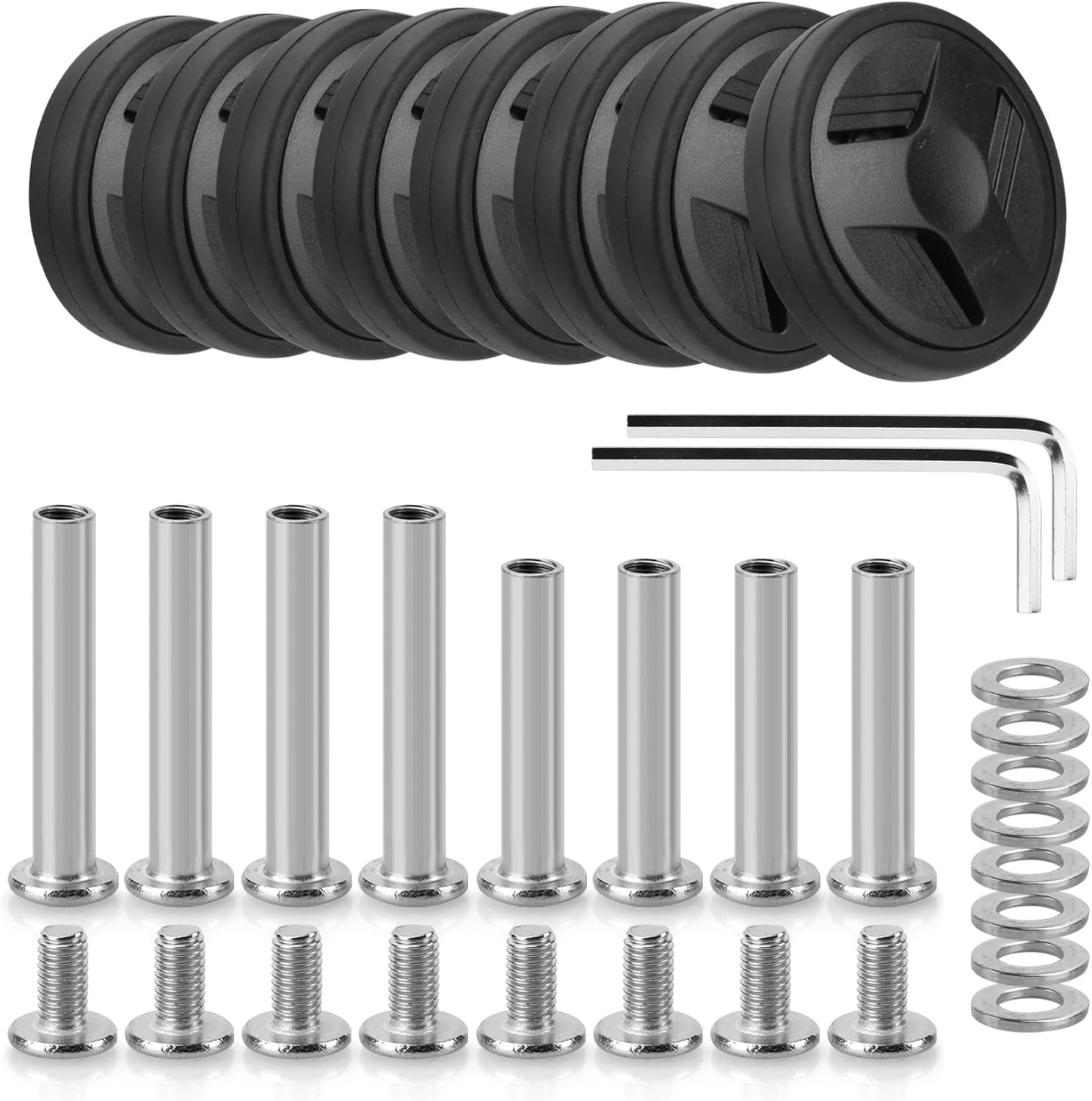 Domiella 8 PCs 2.17in / 55mm Luggage Wheels Replacement, 55 x 11mm, Black