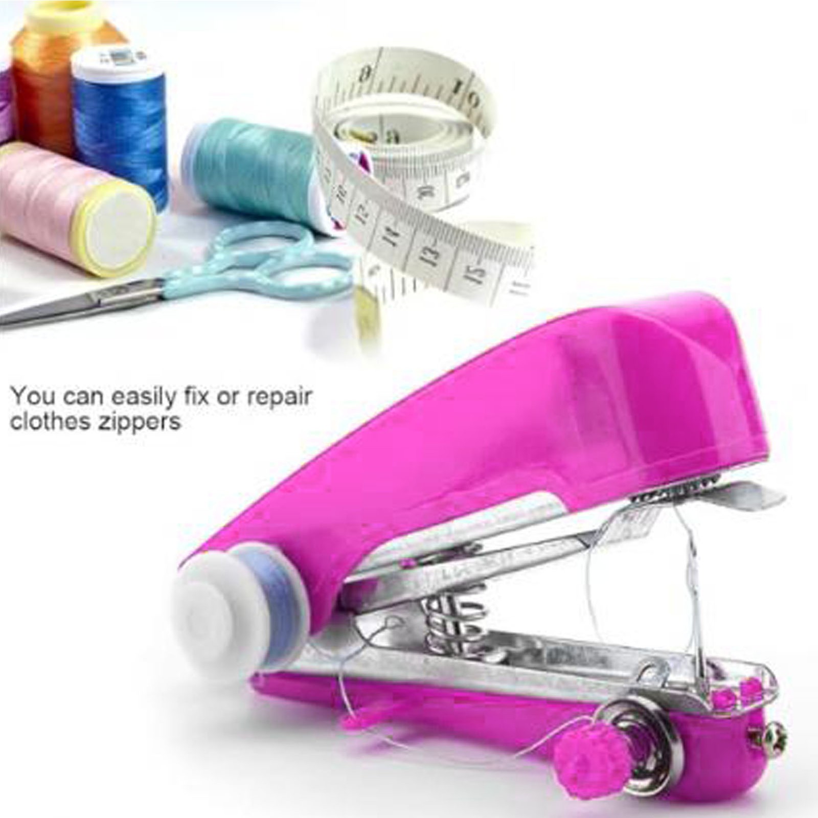 Pink Handheld Sewing Machine Portable Mini Manual Sewing Tool Hand Stitcher N