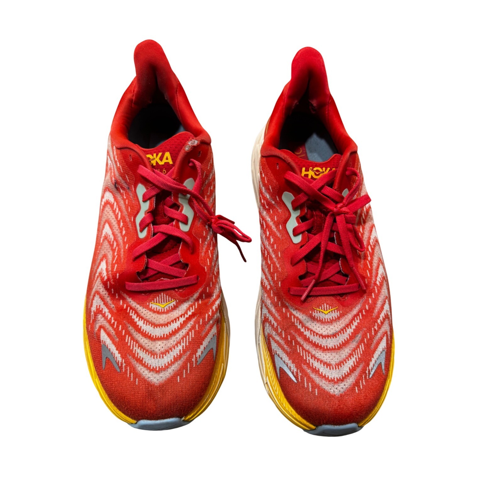 HOKA Arahi 6 Running Shoes Red Yellow Mens US 10.5 Stability Trainer
