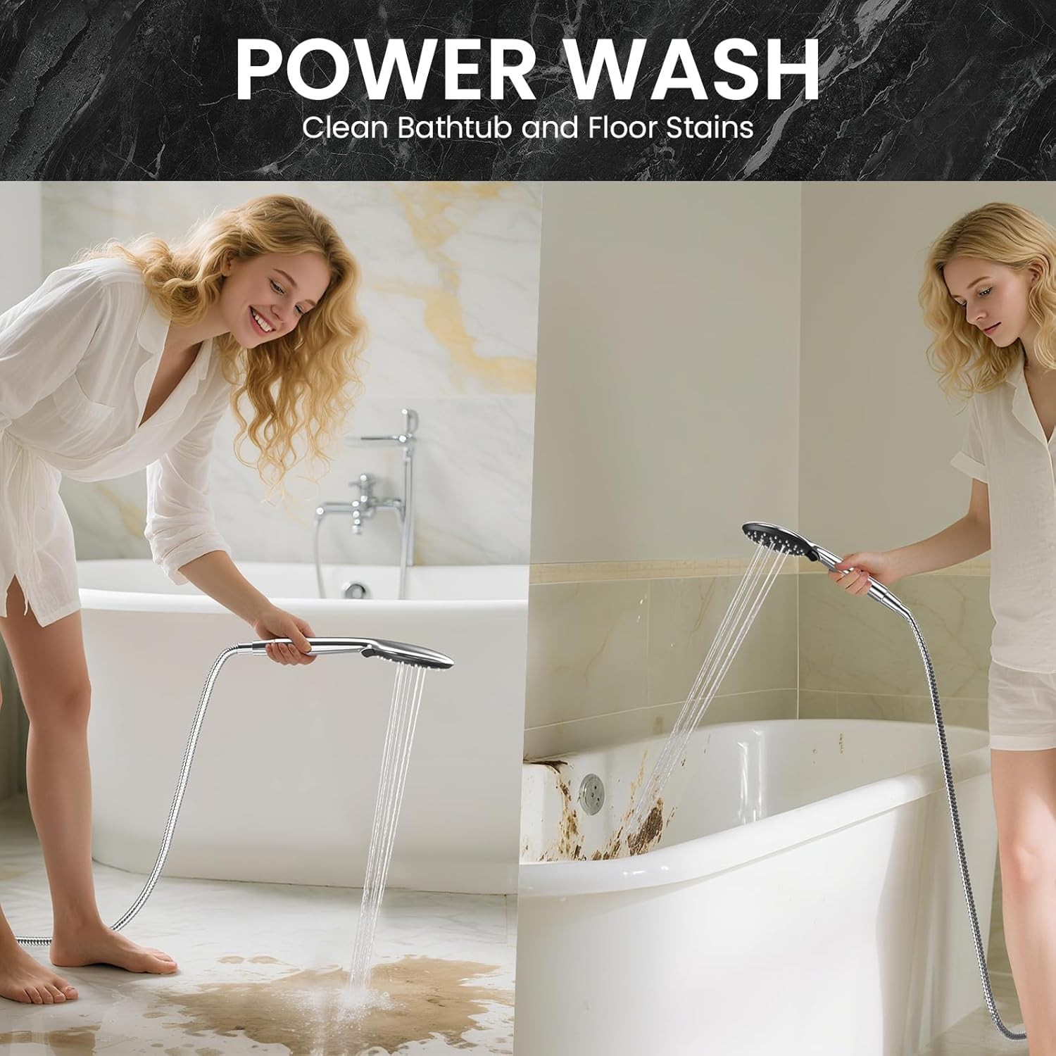 Veken High Pressure Rain Shower Head with Handheld Square Rainfall Head Set