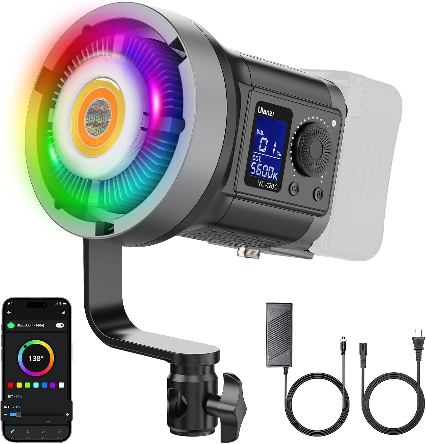 COB LED Video Light 120W Studio Photography Lighting