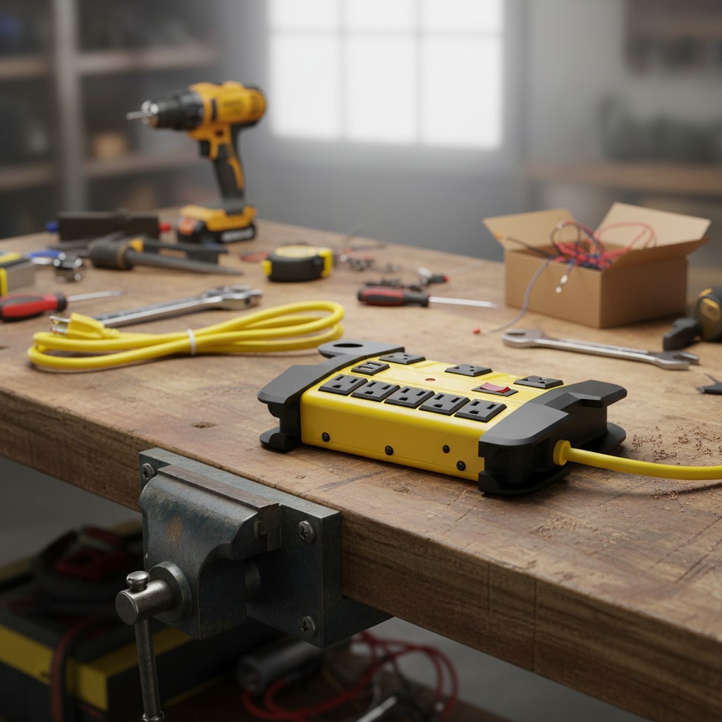 25FT Yellow Heavy Duty Surge Protector Power Strip with 8 Outlets & USB Port