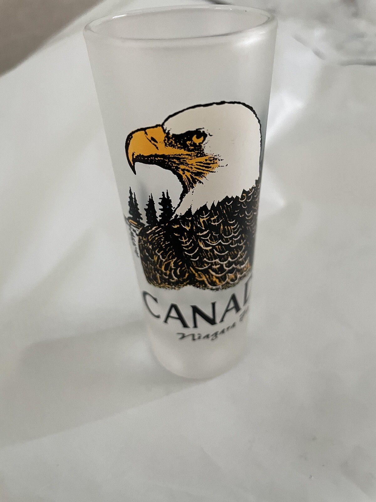 Niagara Falls American Eagle Opaque Long Shot Glass America Souvenir Collectible