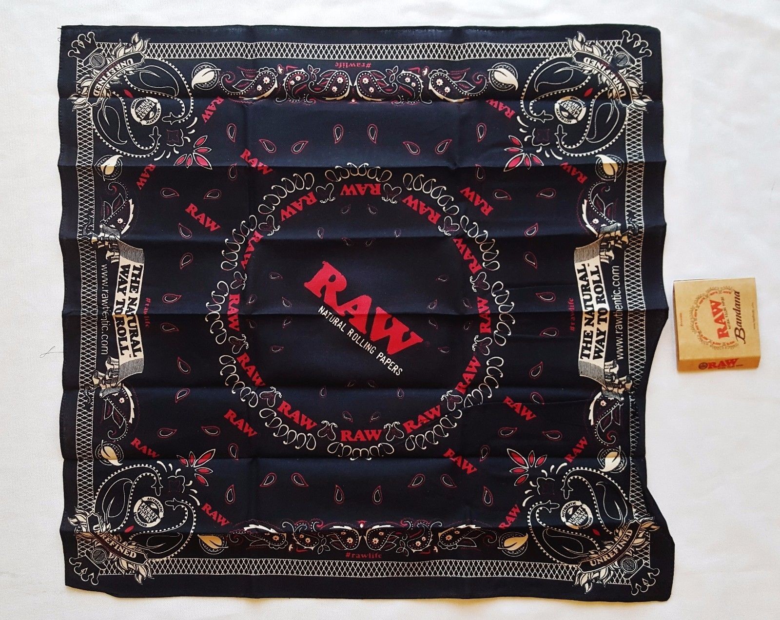 2 Limited Ed RAW The Natural Way to Roll Rolling Papers Bandana 21.5" X 21.5"