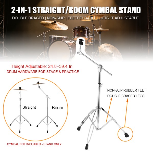Portable Foldable Cymbal Stand Height Adjustable for Beginner Drummer Home Pract