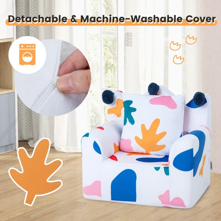 Light Weight Ergonomic Kids Sofa Chair Toddler Armchair w/Armrest & Extra Pillow