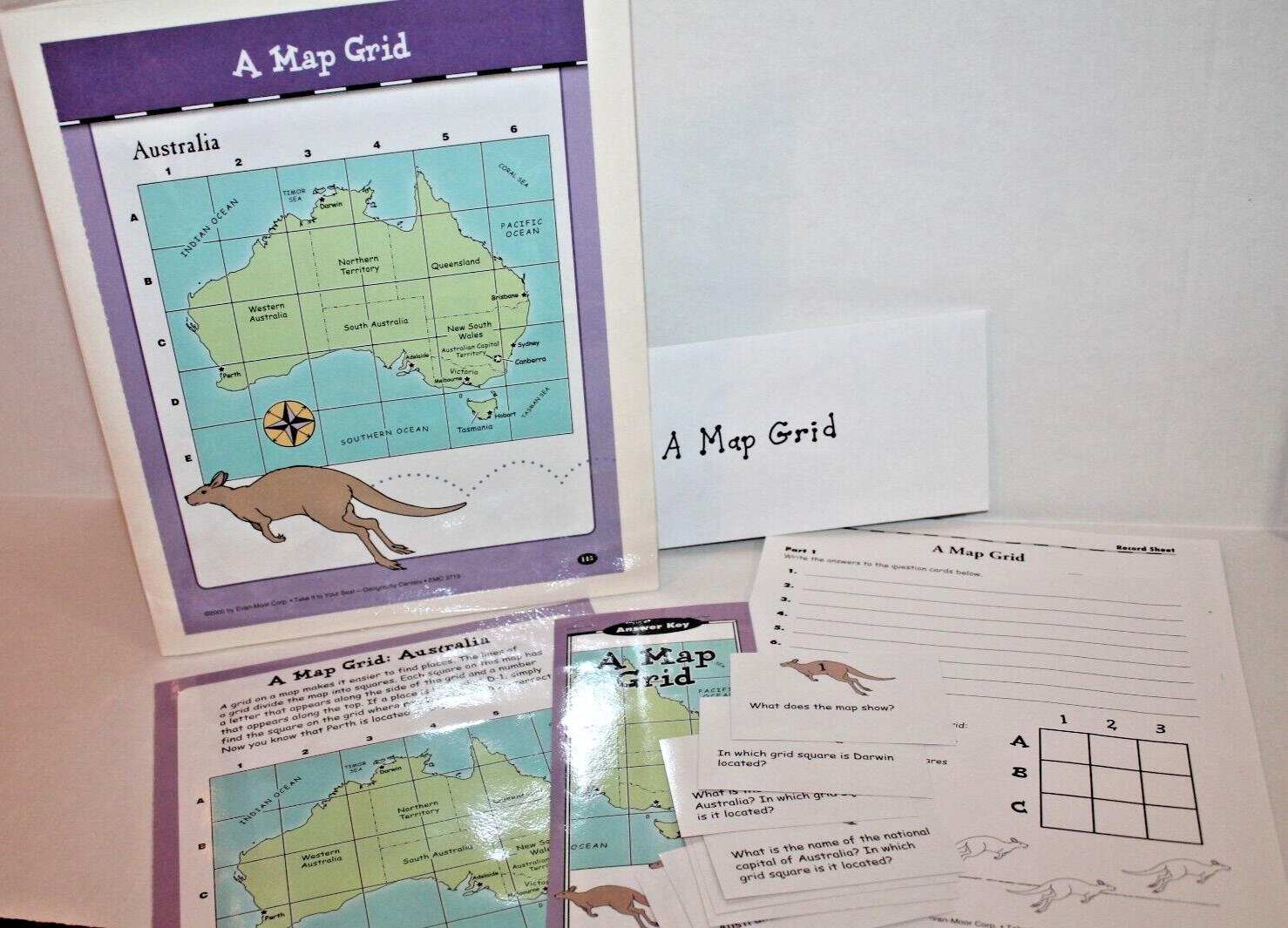 Evan-Moor Geography Folder Center "A Map Grid" Grades 4-5 Map Skills