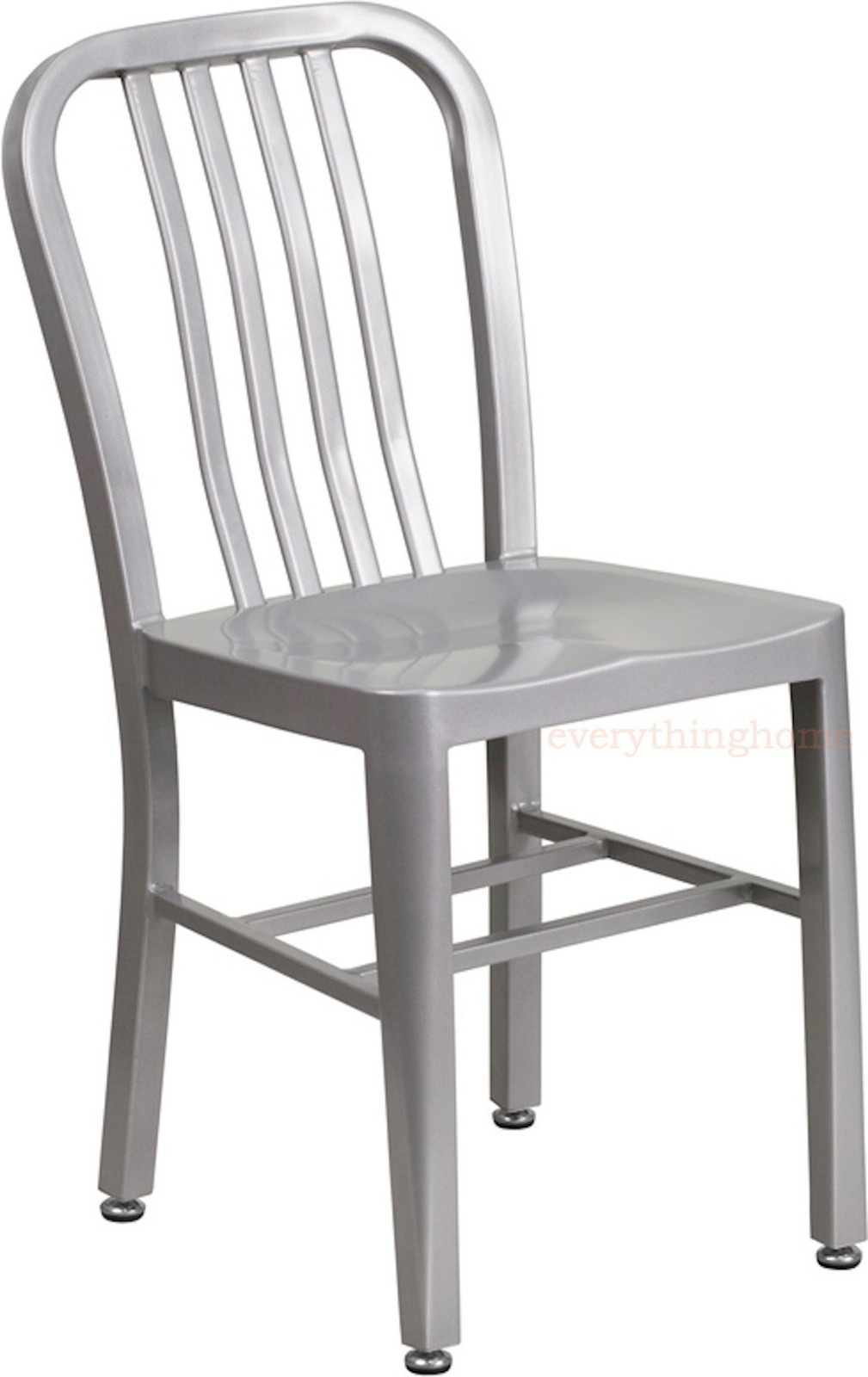 Mid-Century Silver 'Navy' Style Dining Chair Cafe Patio Restaurant In-Outdoor