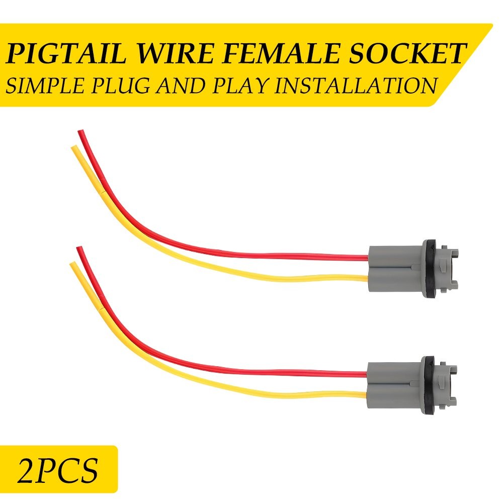 Universal Pigtail Wire Female Socket 194 Harness License Plate Tag Bulb Light ED