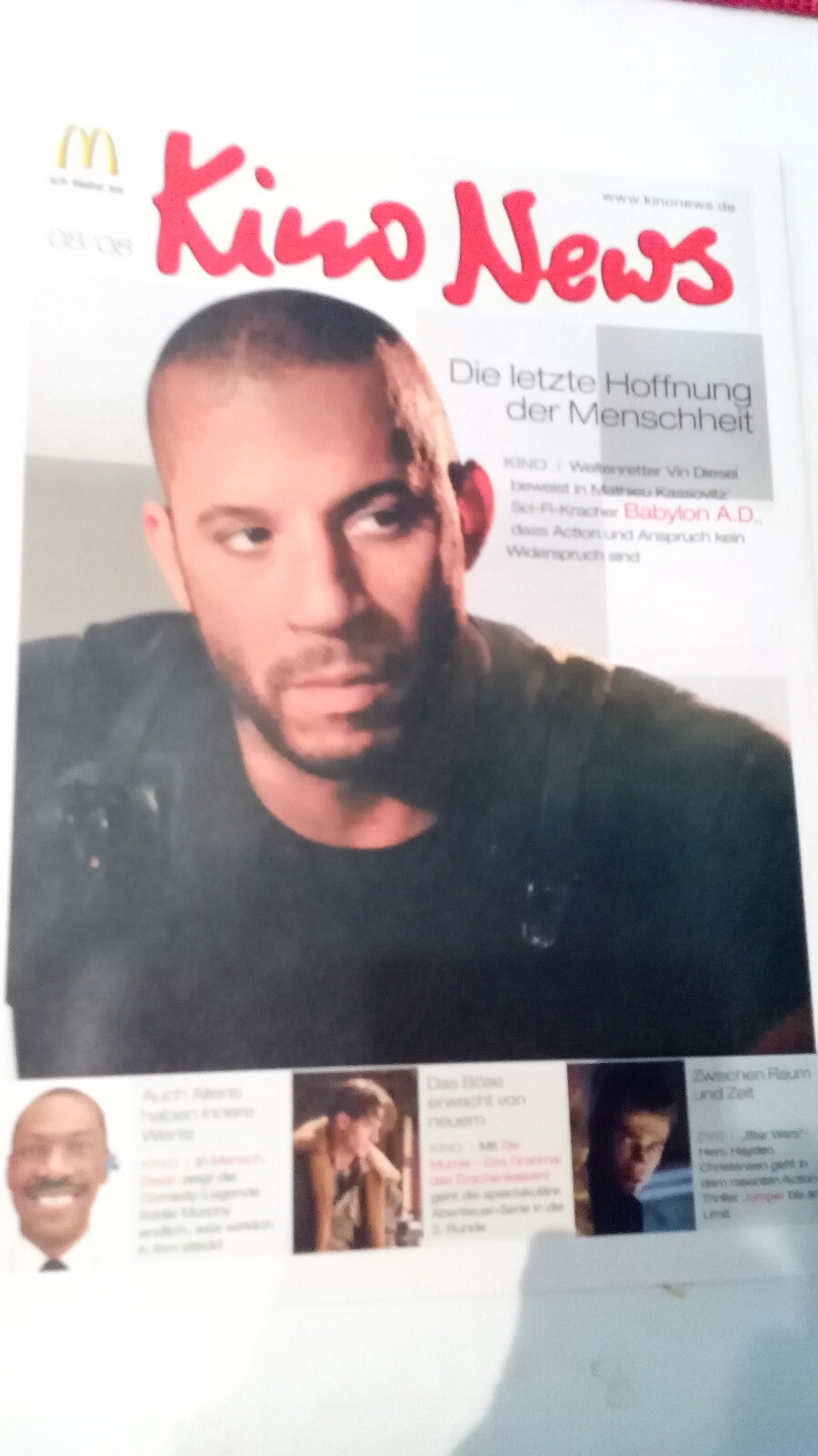 McDonalds Cinema News 8/2008, with Vin Diesel, Excellent Condition for Collectors