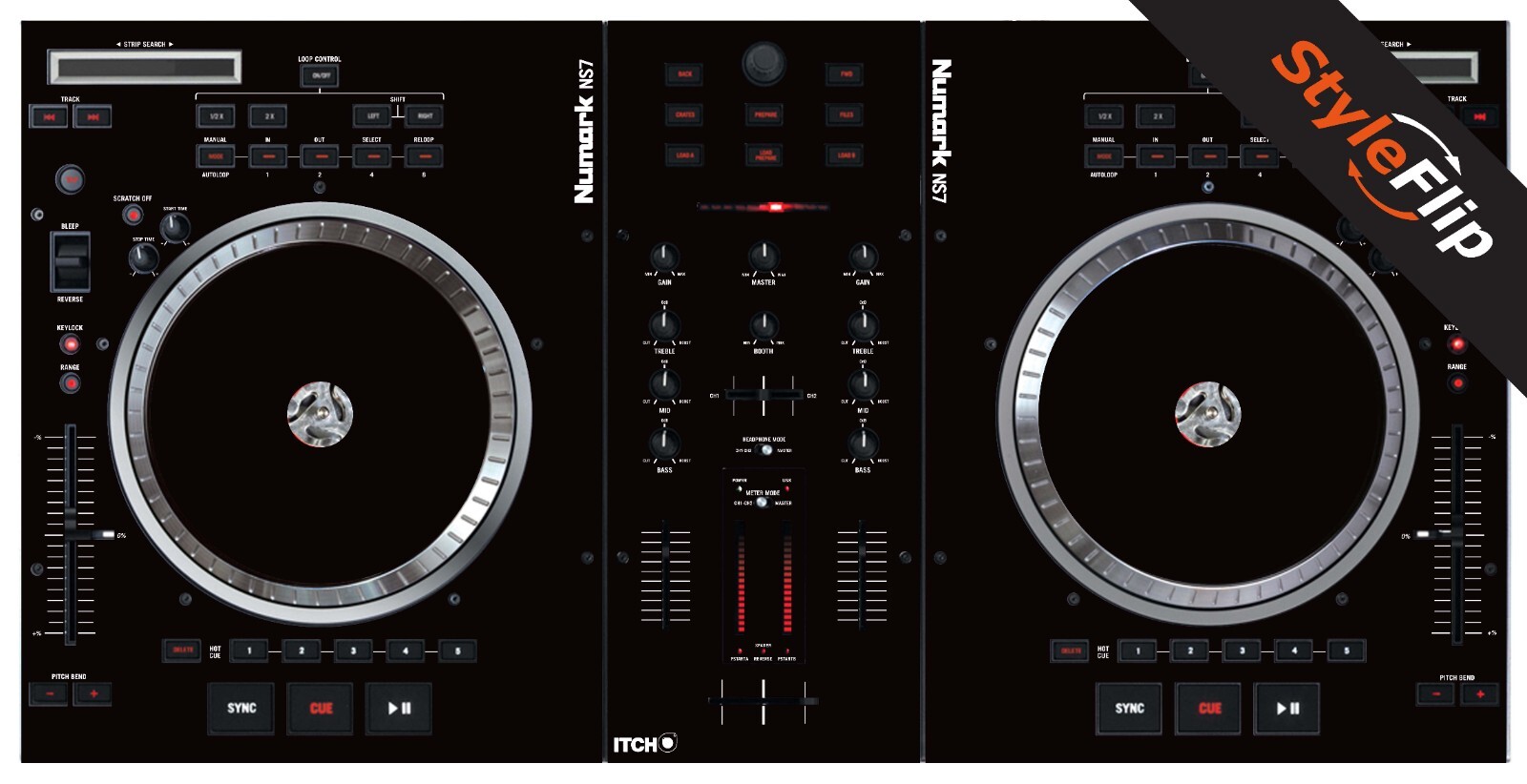 Numark NS-7 Skin | Black | Protective Decal | StyleFlip Skins