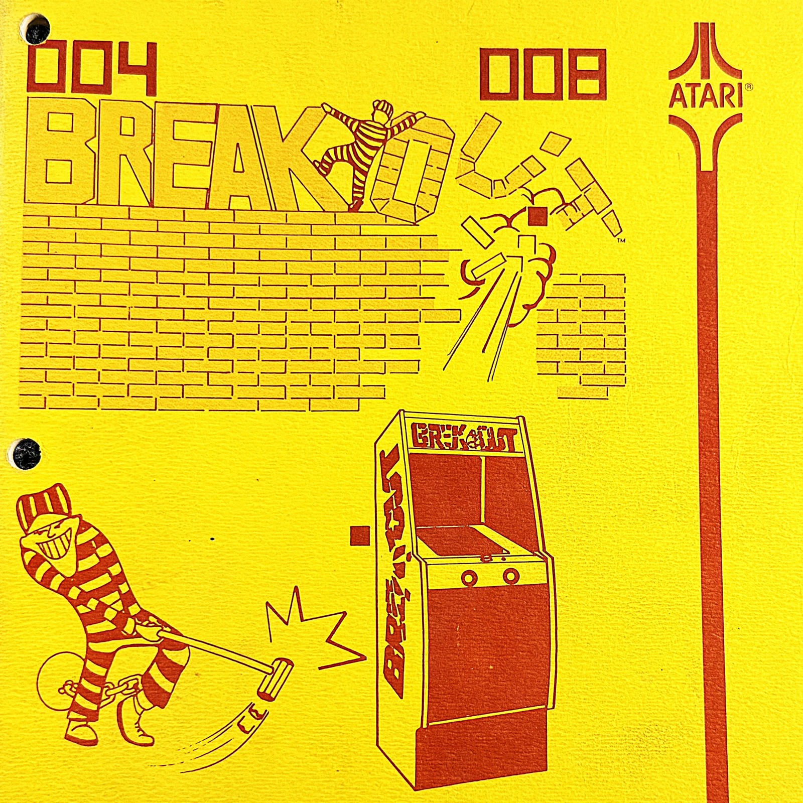 Atari Breakout Arcade Video Game Manual Schematics Parts ORIGINAL