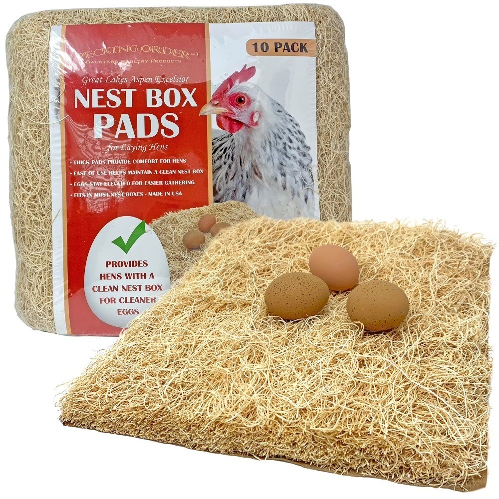Chicken Nesting Pads 10 Pack Natural Wood Fiber Bedding for Egg Laying Boxes