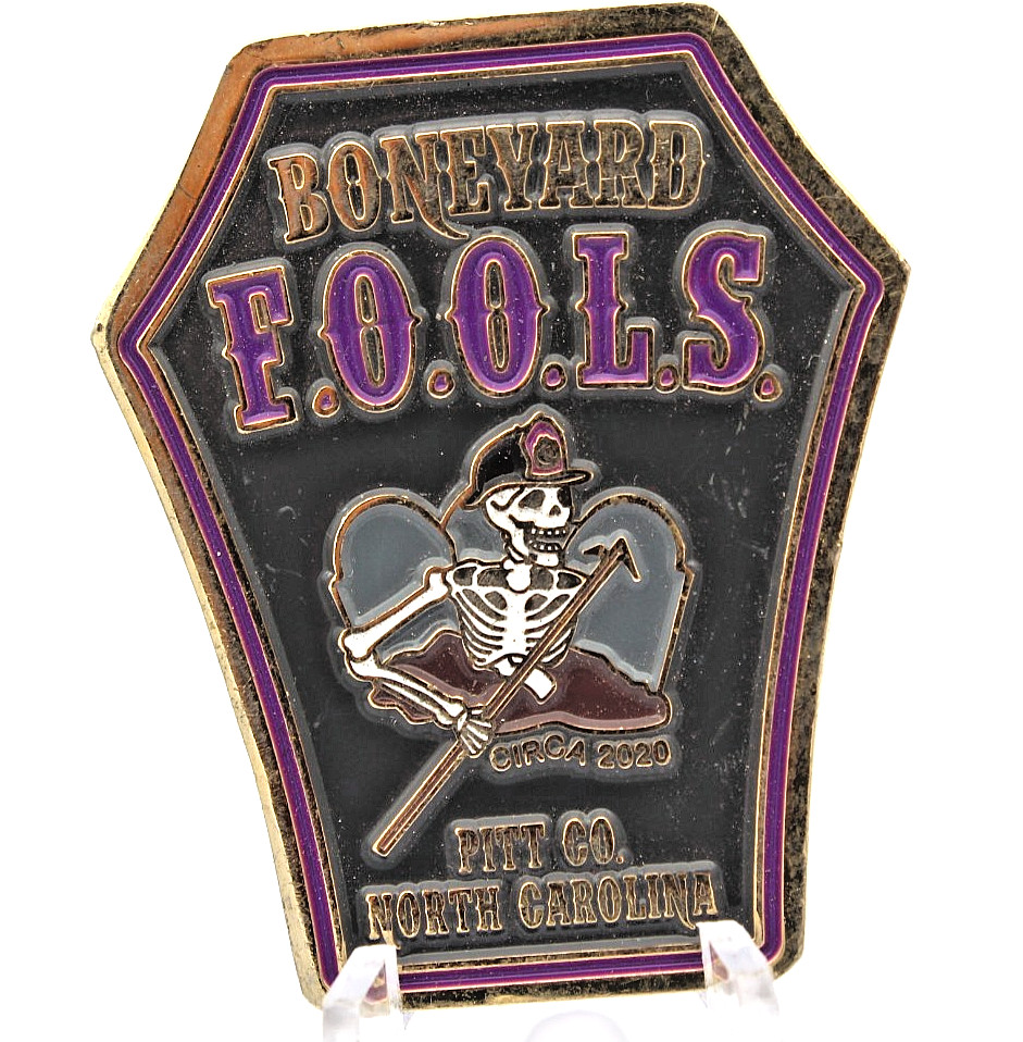 Boneyard F.O.O.L.S. Pitt County NC Fraternal Challenge Coin 1.75”
