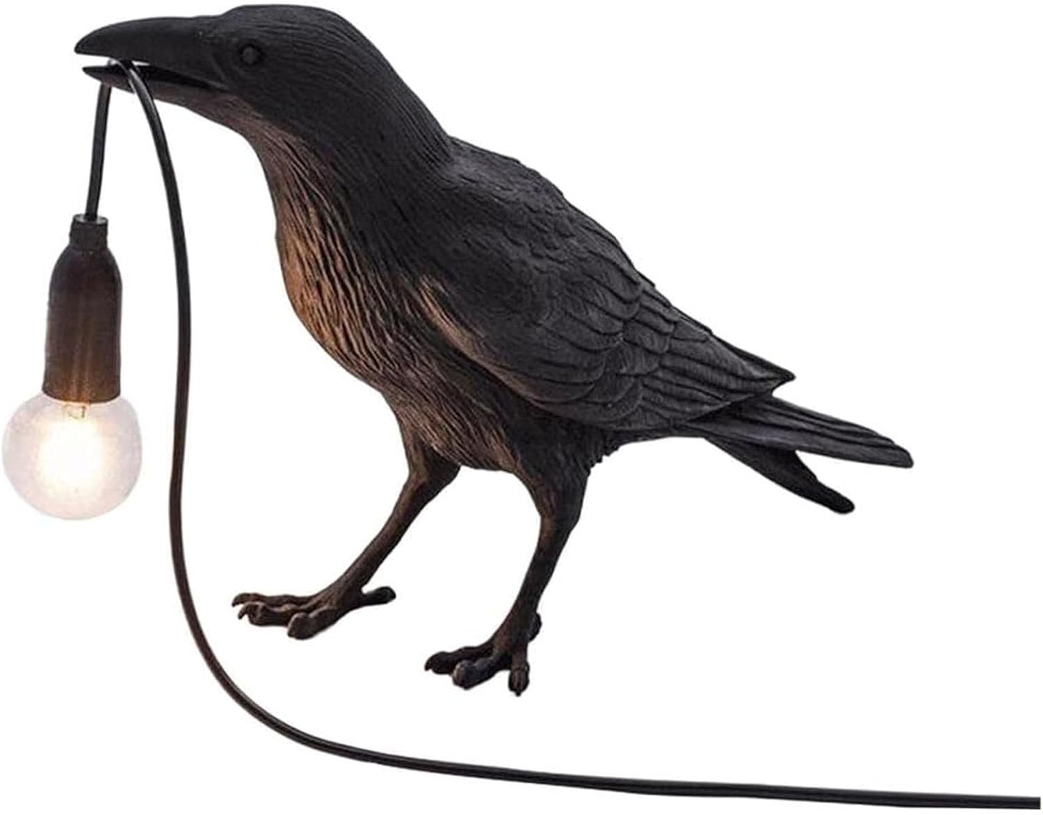 Gothic Raven Table Lamp with E14 Base - Lifelike Crow Bird Desk Light for Bedroo
