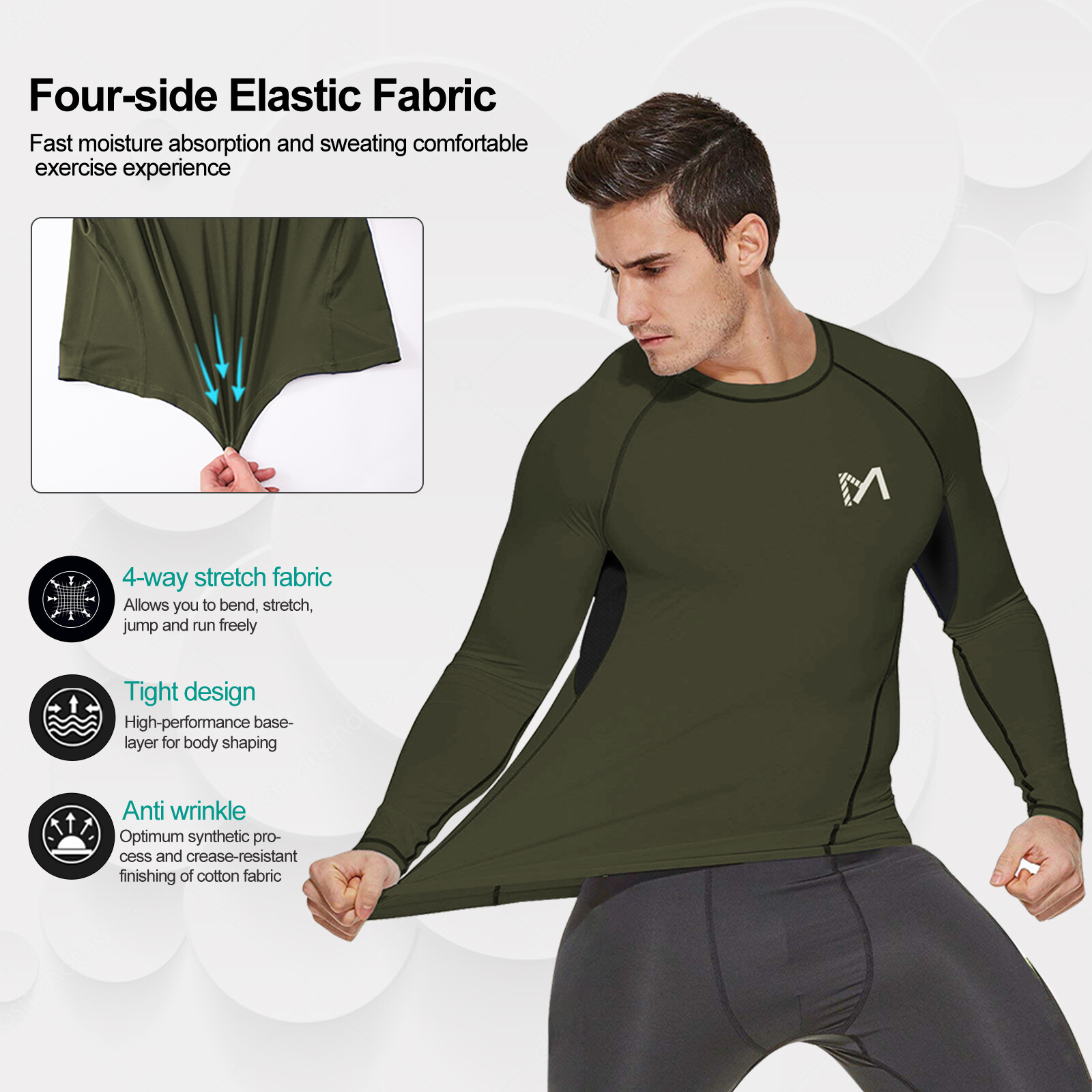 2 Pack/Set Compression Shirts for Men Long Sleeve Athletic Base Layer Undershirt