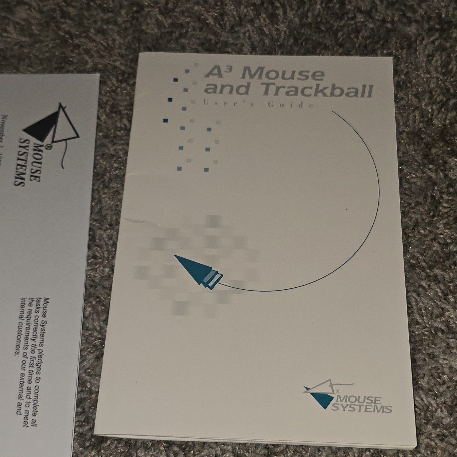 Vtg Macintosh Trackball Mouse Systems A3 Apple Mac Compatible W/Diskette +Manual