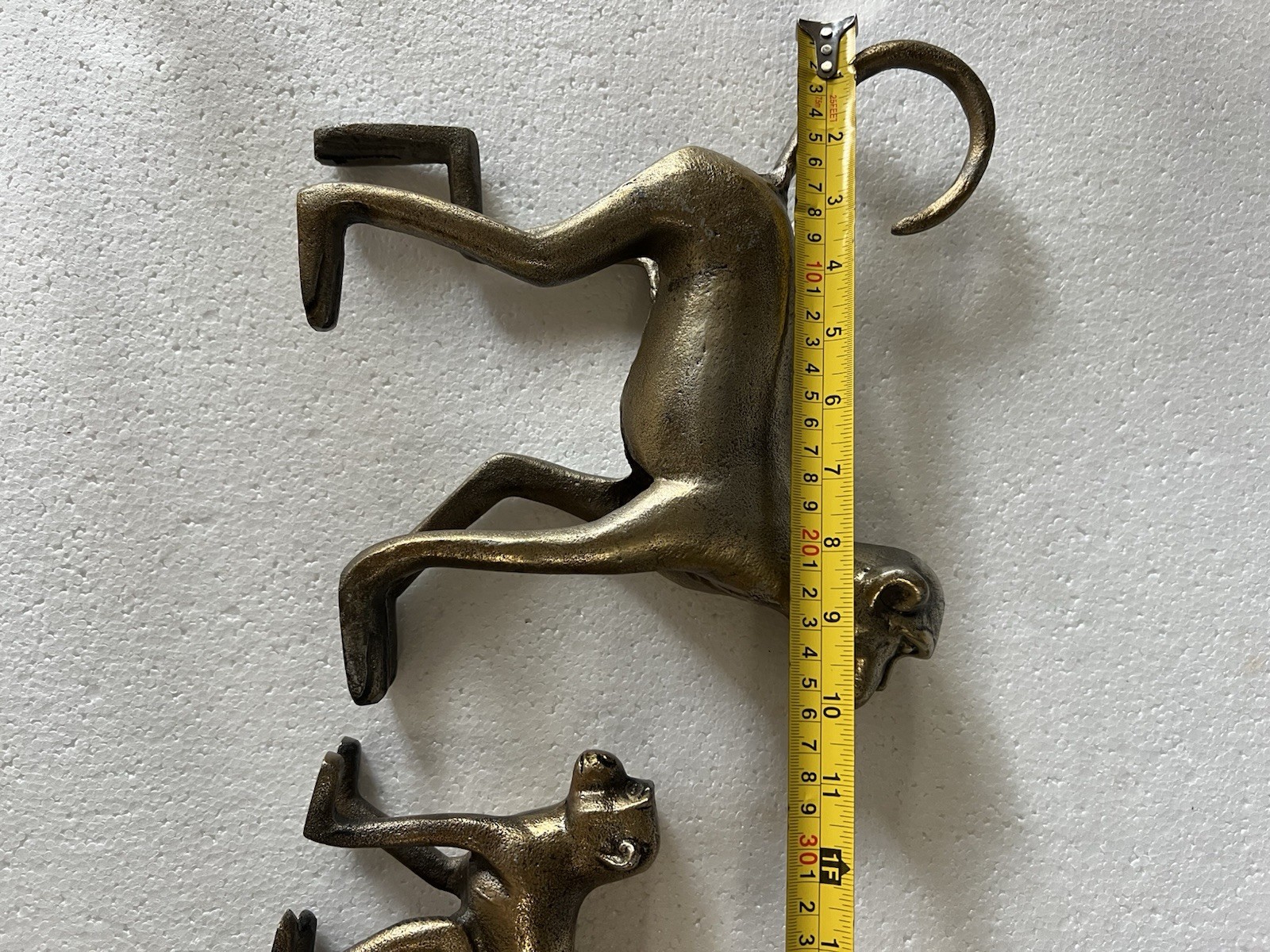 Pair of Bronze Interior Monkey Figurines Hand-Cast, India, Excellent Condition