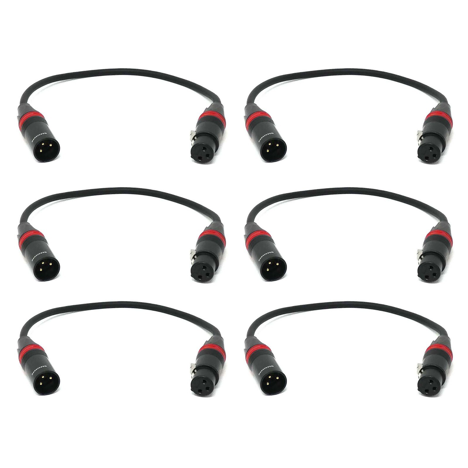 Rannsgeer 6 Pack 1 ft XLR Microphone Cable Male to Female