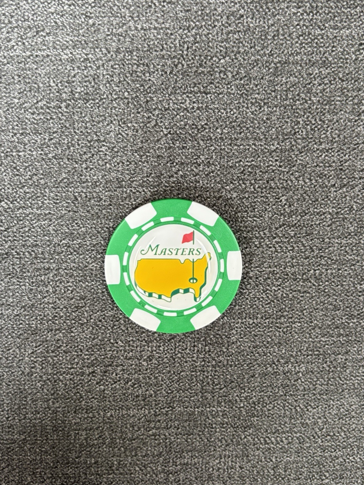 The Masters Poker Chip Golf Ball Marker w One Sided Raised Bubble Graphic Green