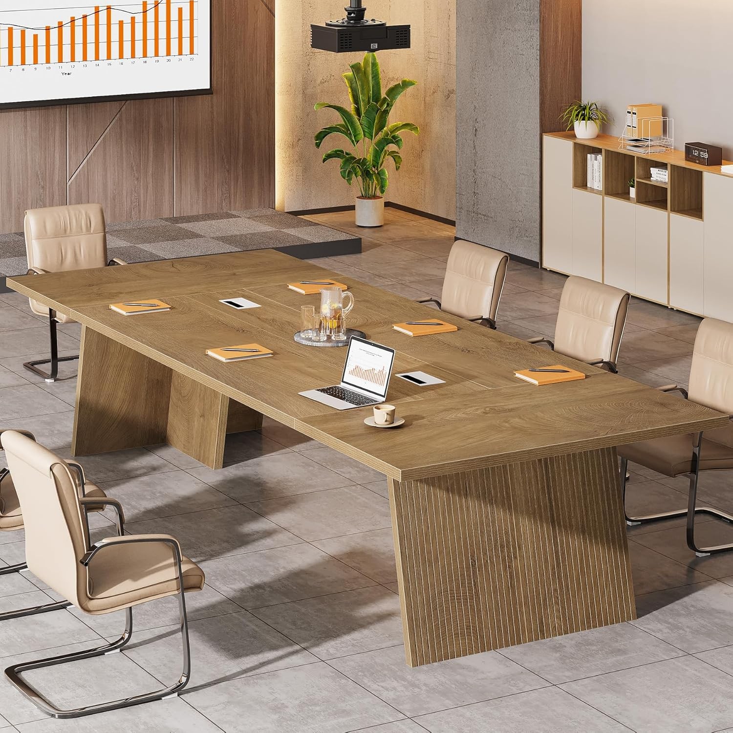 8ft Conference Table for 10 People Modern Large Meeting Desk for Conference Room