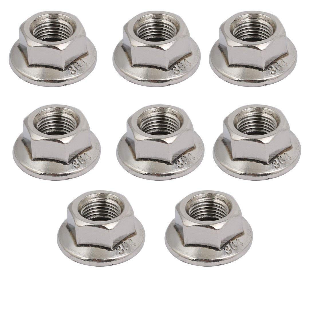 M12x1.25 Stainless Steel Flange Nuts 8 Pack Metric New