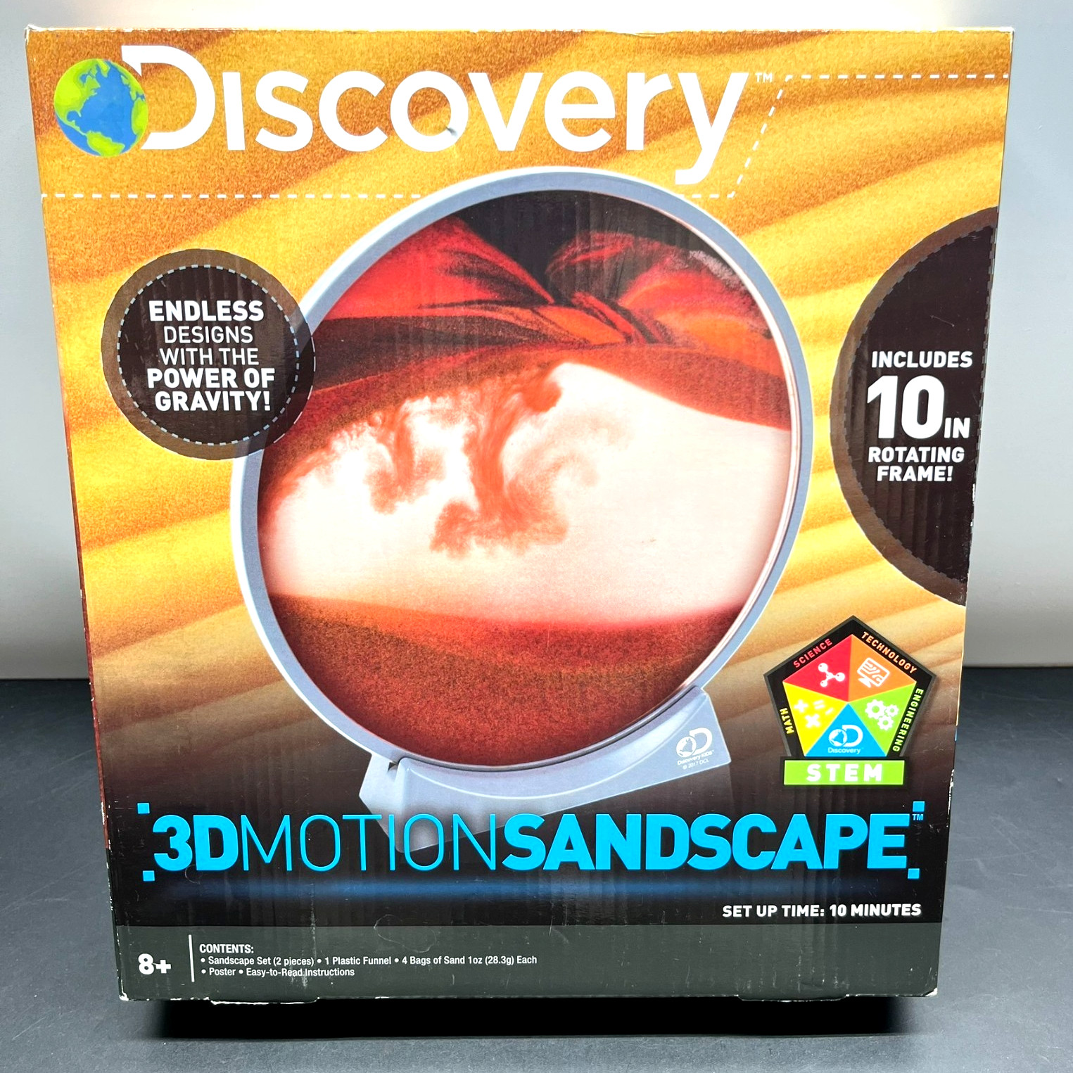 Discovery 3D Motion Sandscape Sand Art STEM Toy Red Orange Black Gravity Liquid