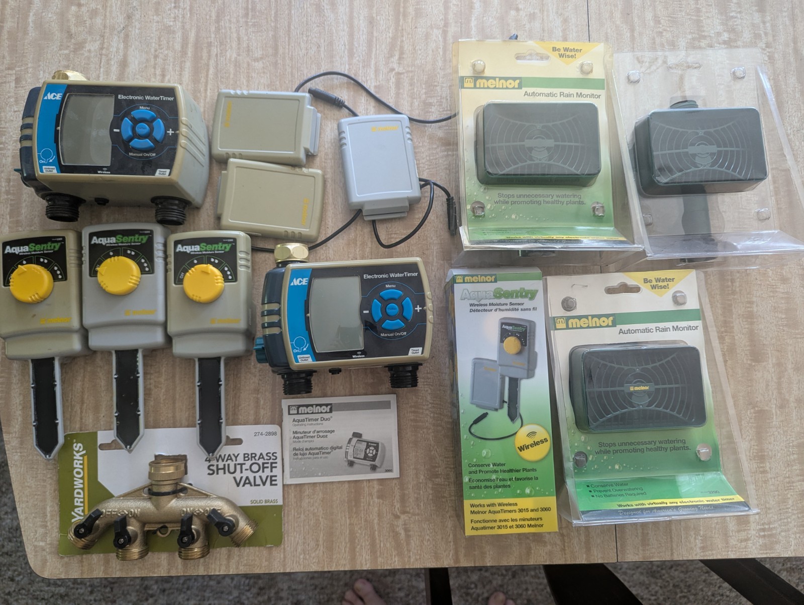 NEW & USED Garden Rain Wifi Monitor Sensors Controllers & Brass 4way Valve - LOT