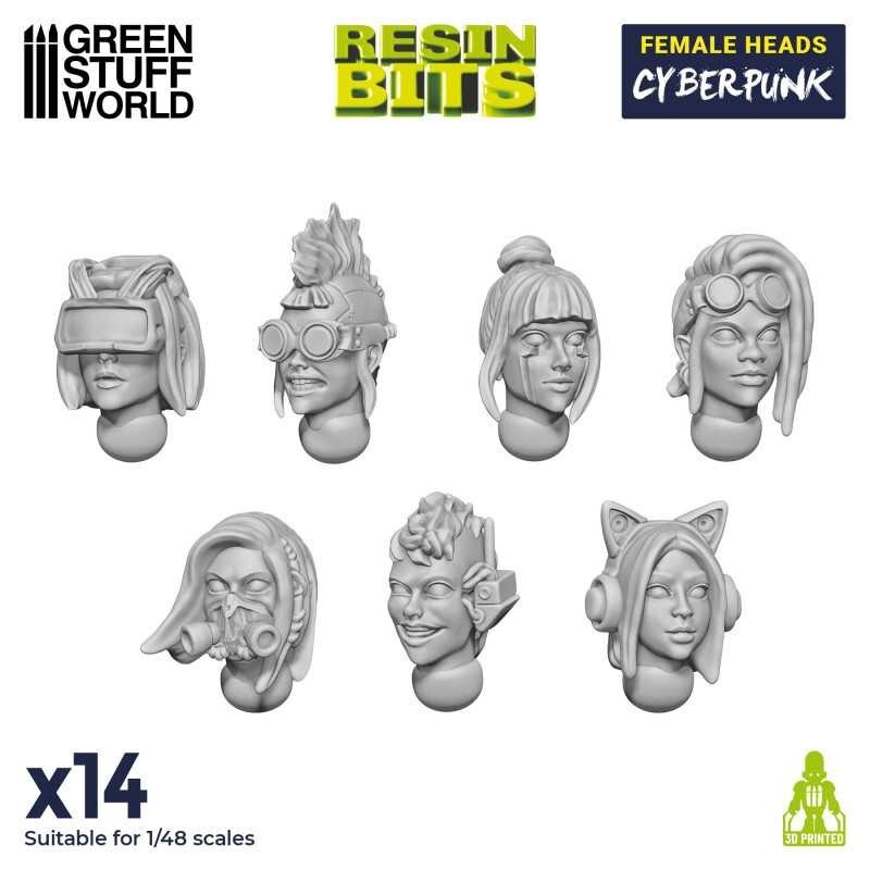 Female Heads CYBERPUNK - Resin Sigmar Decor Modelling Wargames
