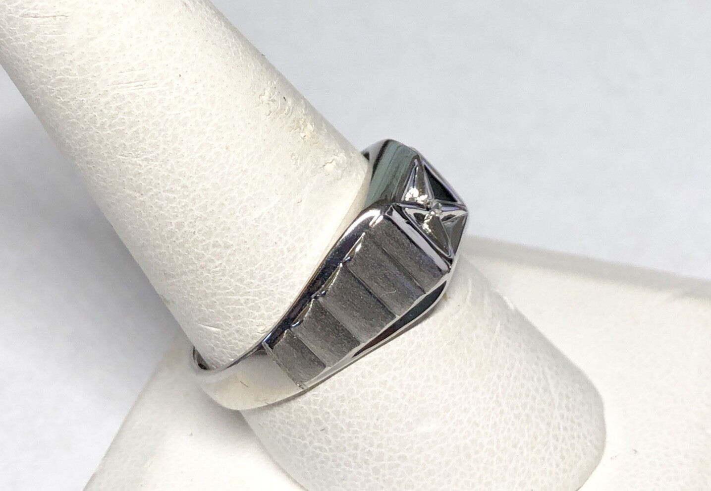 Sterling Silver Genuine Diamond Man's Solitaire Ring