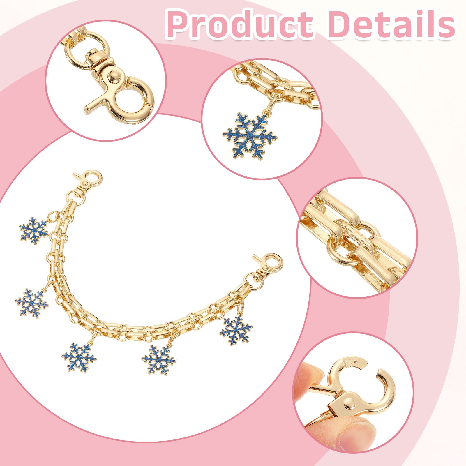 1Pcs 10" Snowflake Pendant Handbag Chain Strap, Blue