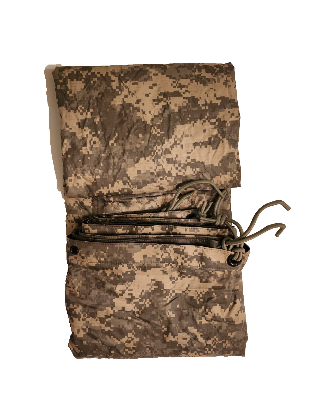 USGI Military Reversible Field Tarp ACU 82" x 92" Tarpaulin W/Bungies -Tan GC