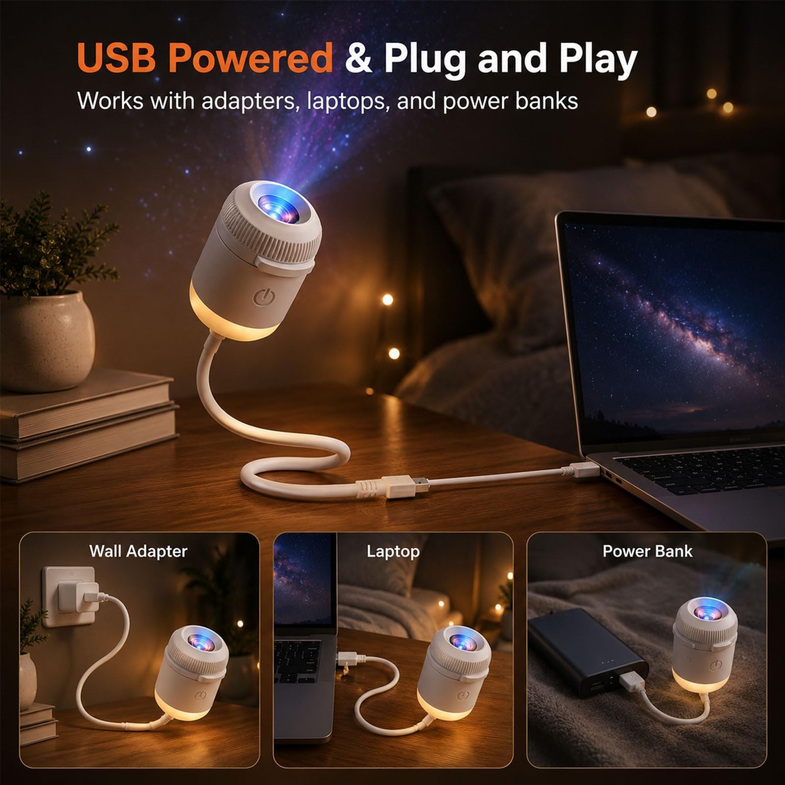 Hd Smart Dynamic 5D Holographic Night Light Projector, Play HD Star Projector
