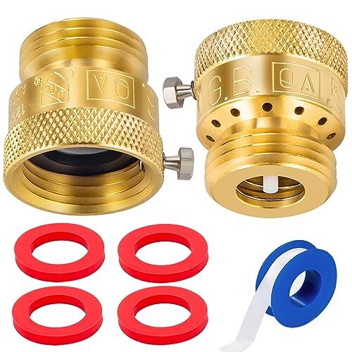 2-Pack Brass Vacuum Breaker Set 3/4 Anti-Siphon Hose Bib Valve for Garden