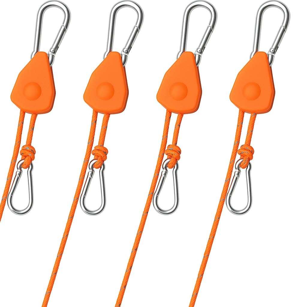 Keovoker 4Pack Retractable Ratchet Tie Down Straps, 16Ft 1/4" Adjustable Rope...