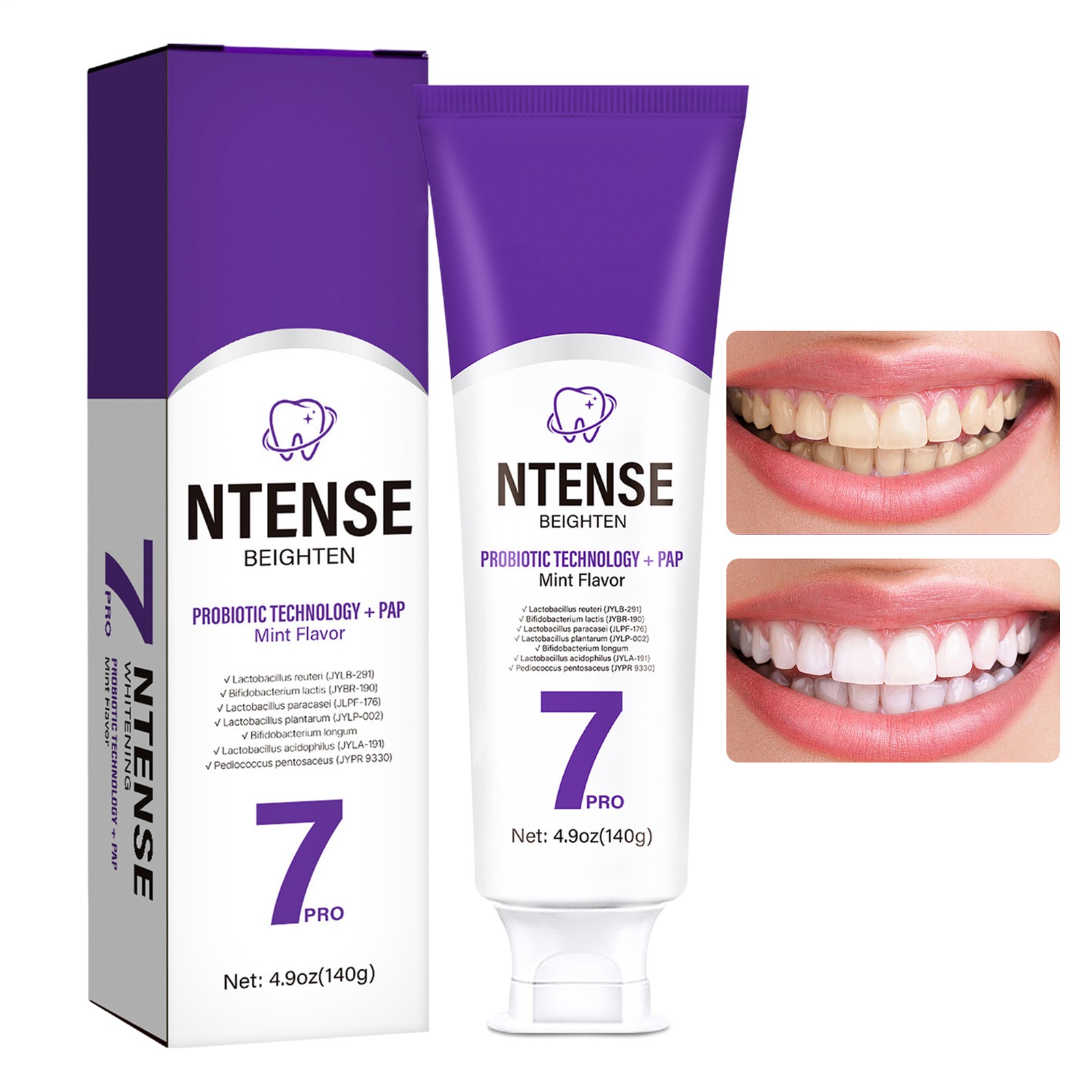 Upgrade 7-Pro Intensive Toothpaste Natural Whitening Mint for Deep Stain Remover