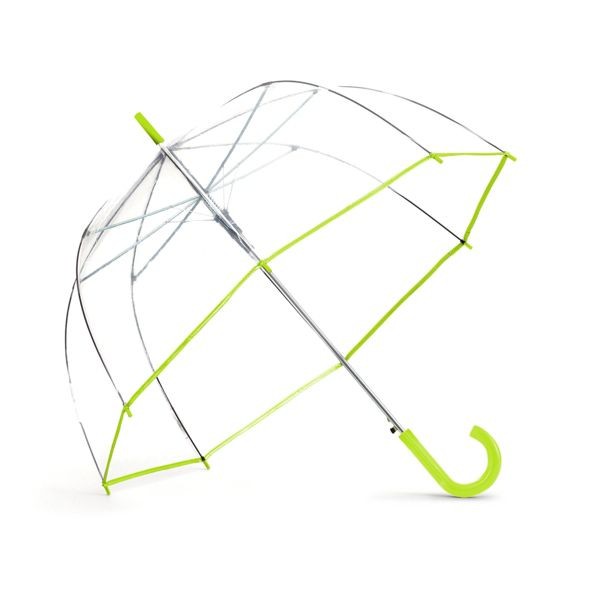 Bubble Umbrella - Clear Aloe: Manual Solid Design, Plastic Handle, 52" Span