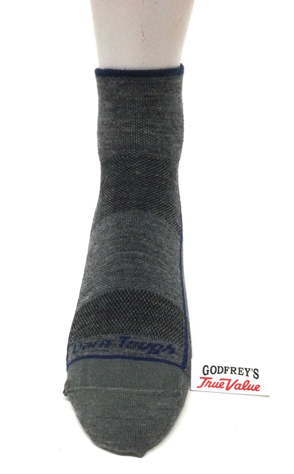 USA 1715 DARN TOUGH MEN'S CHARCOAL Run/Bike MERINO WOOL 1/4 SOCKS Light M L XL