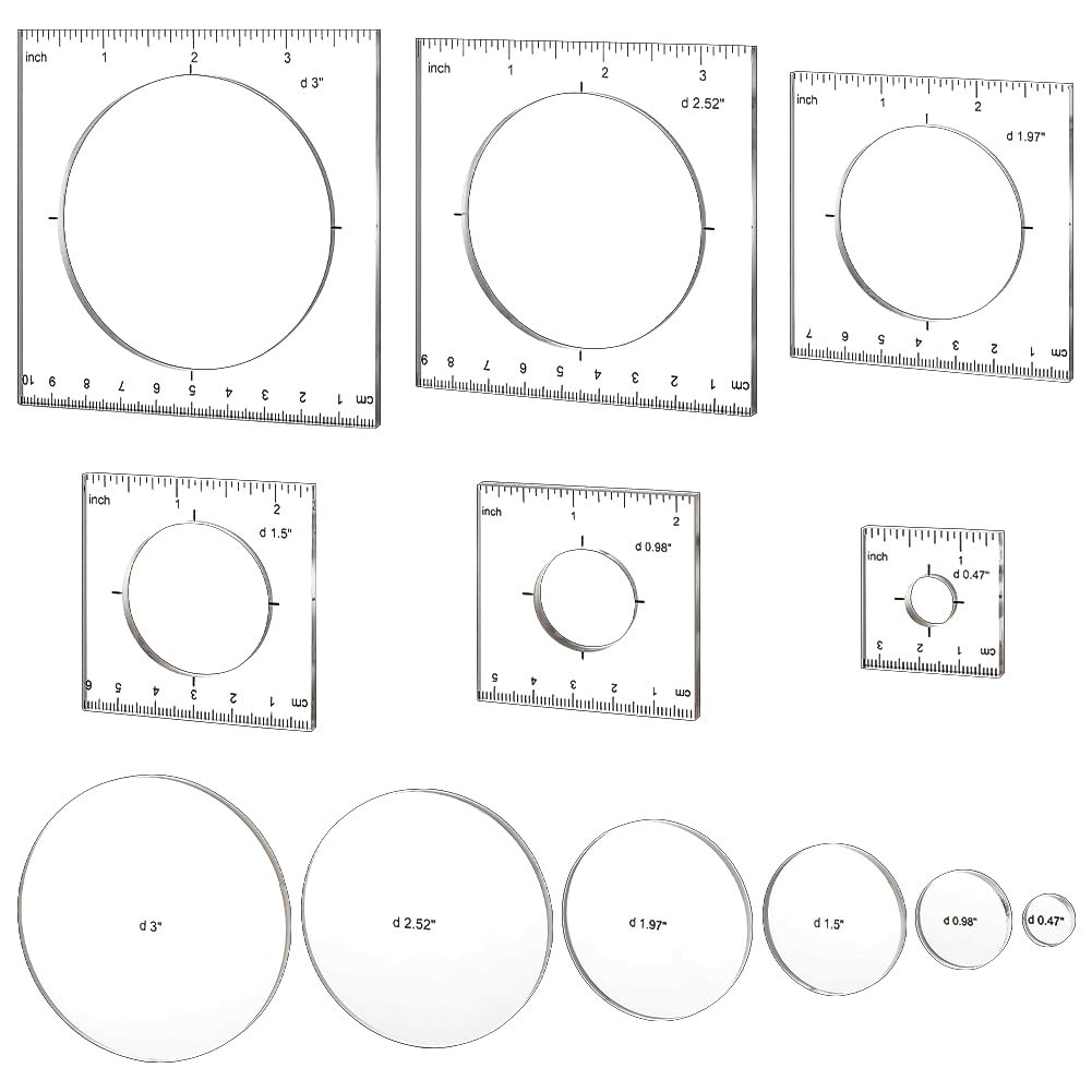 Pack of 6 Router Templates Circle Inlay Templates Clear Drawing Scale Rulers ...