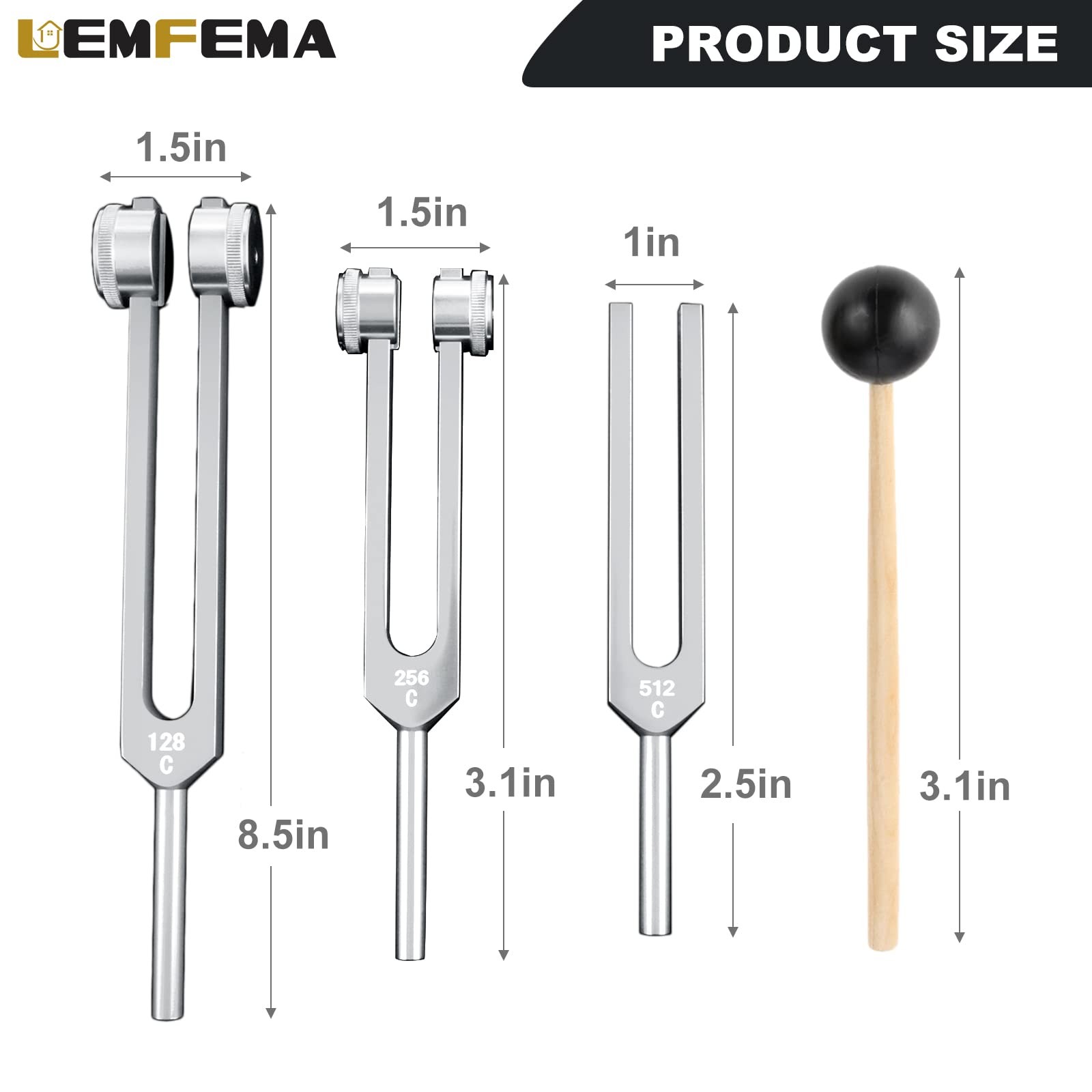 Tuning Forks Set- 128Hz, 256Hz, 512Hz, Body Tuning Forks Perfect for Sound Ch...