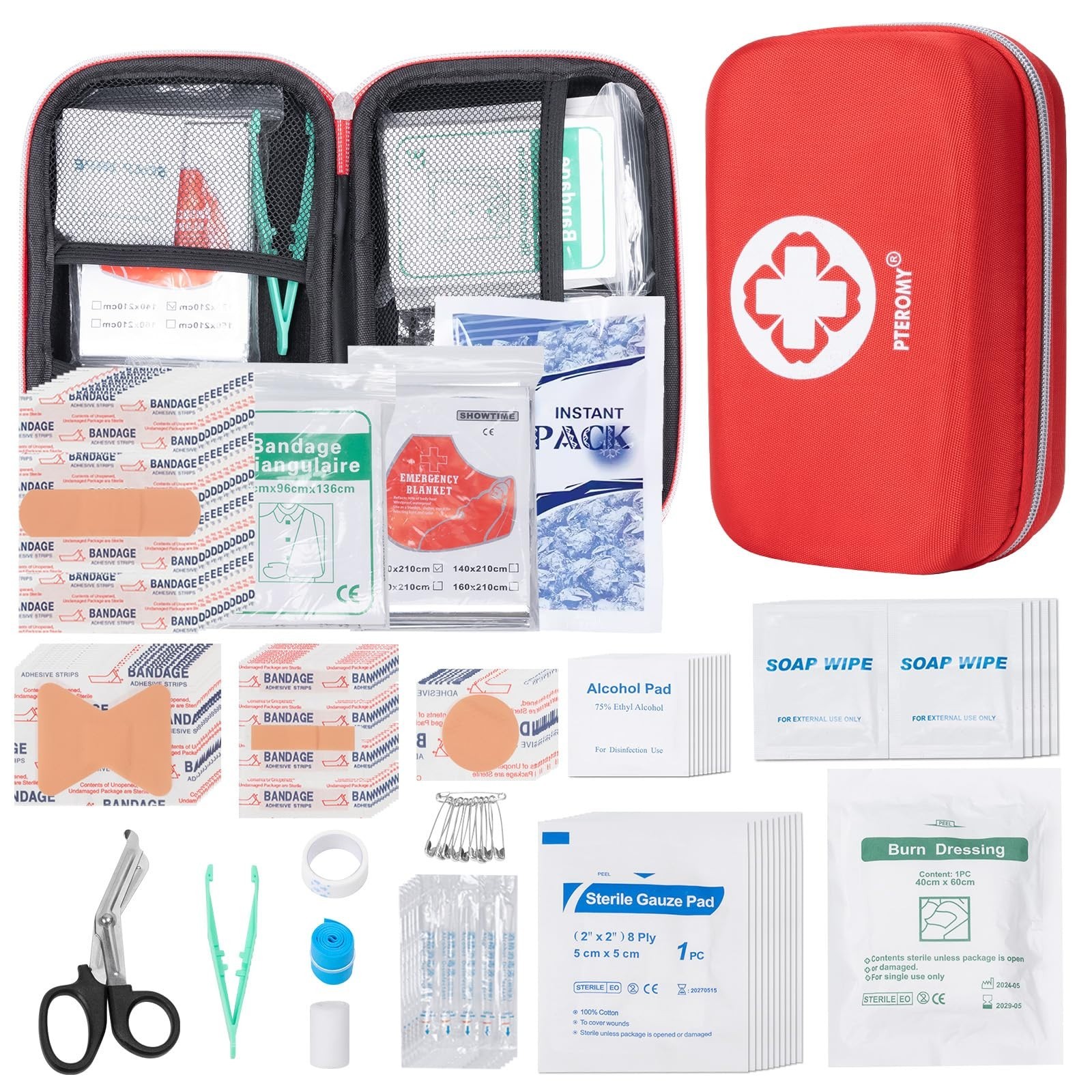 300-Piece Portable First Aid Kit - Compact Emergency Medical Supplies for Car, T