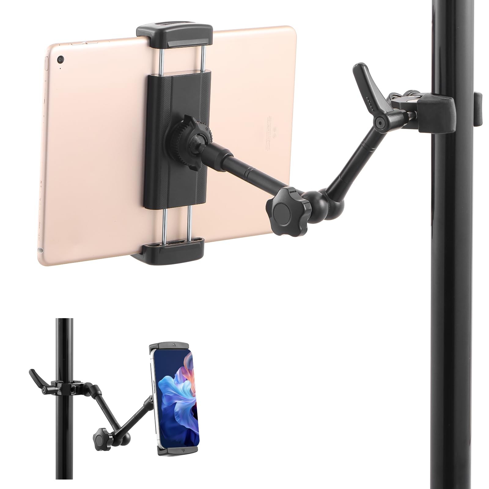 SH iPad Holder for Mic Stand - 11" Magic Arm iPad Stand Holder with Super Cla...
