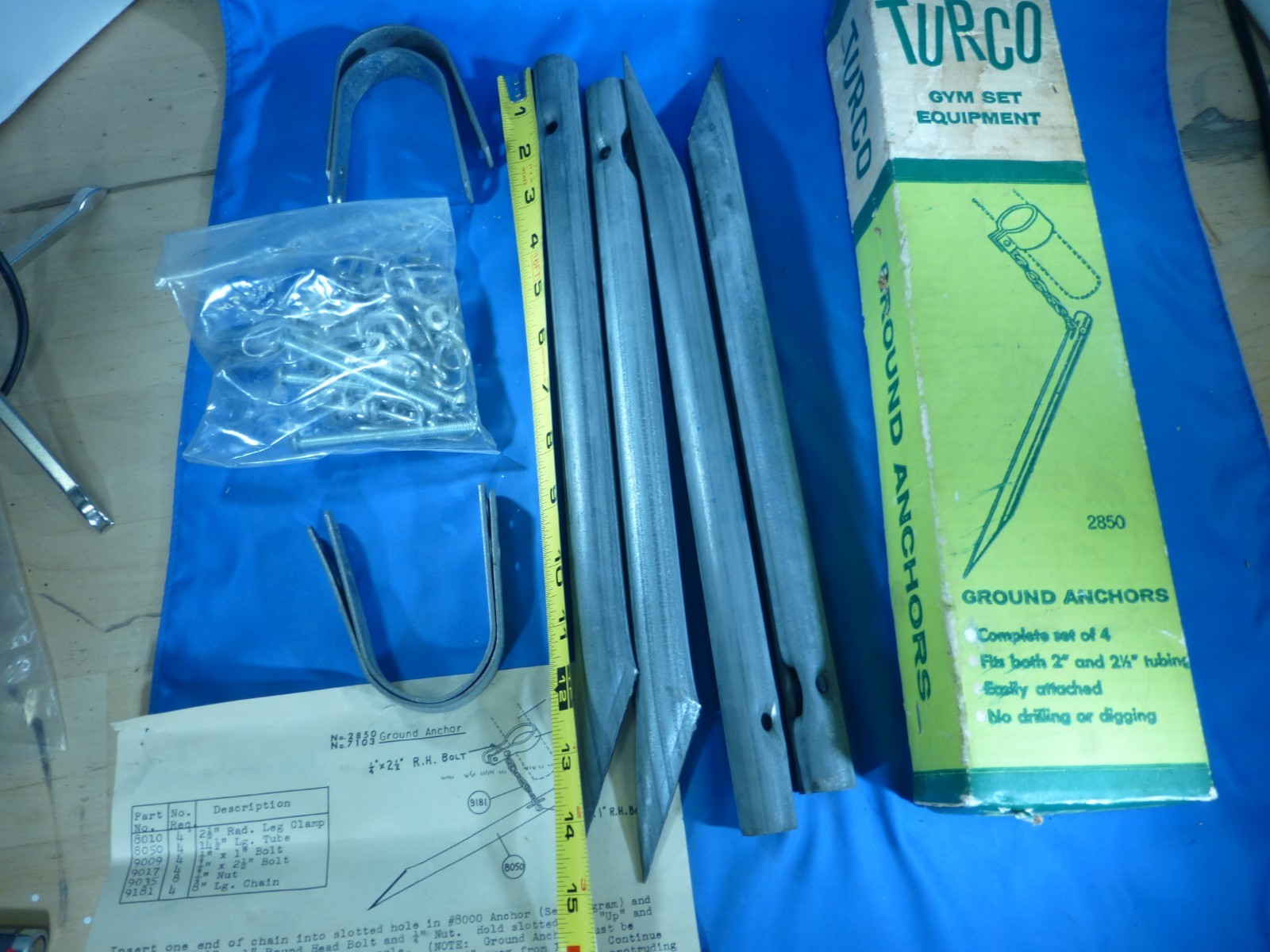 Turco Metal Swing Set Anchors 4 New In Box For 2" Or 2.5" Tubing 1970's #2850