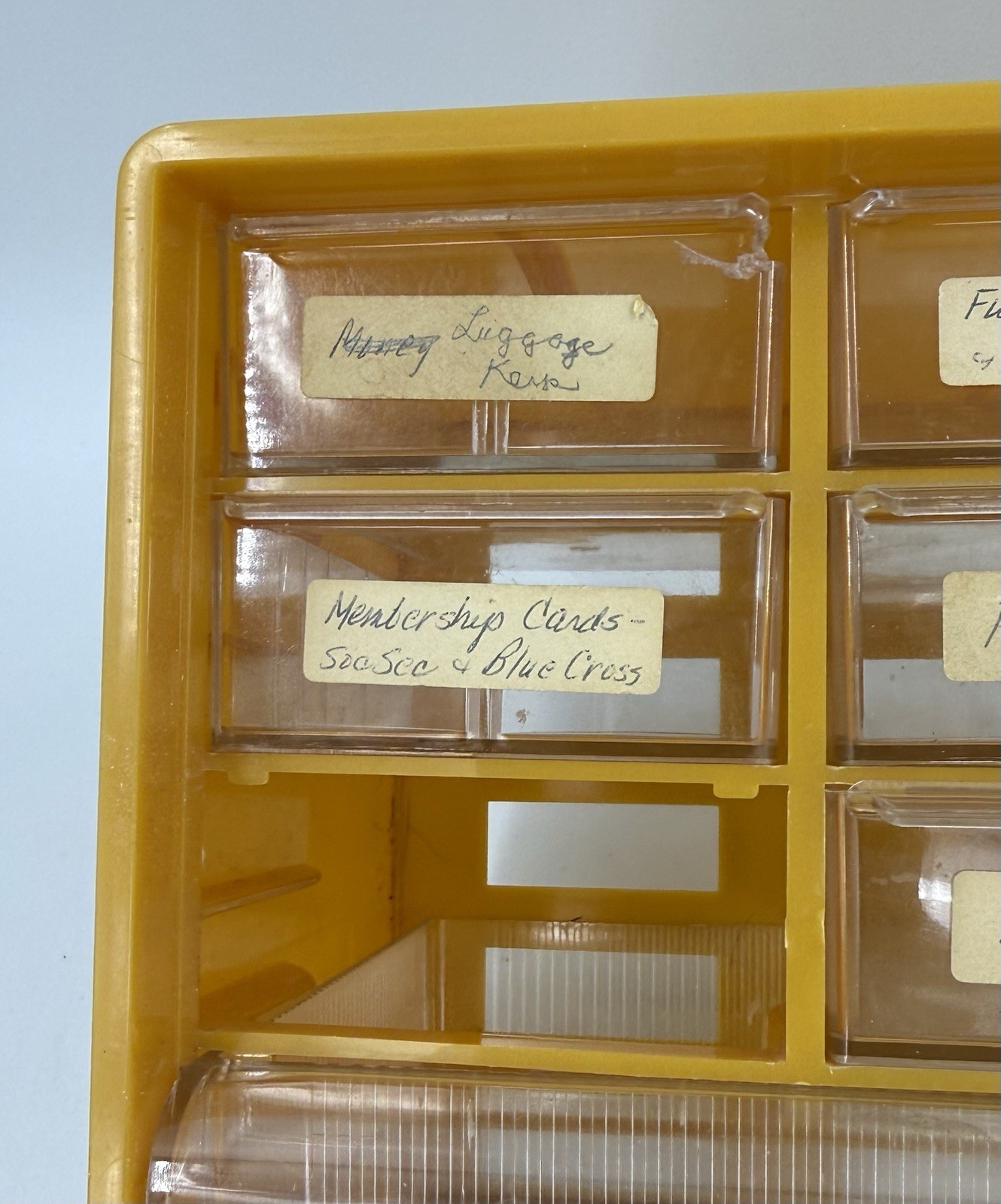 Akro-Mils Storage Bin 10 Drawer Organizer Cabinet Gold Plastic *Missing 1 Drawer