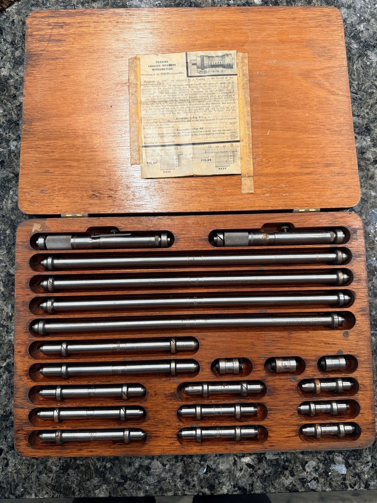 Brown & Sharpe No 270 Inside Micrometer Set Wood Case Key Docs Machinist USA