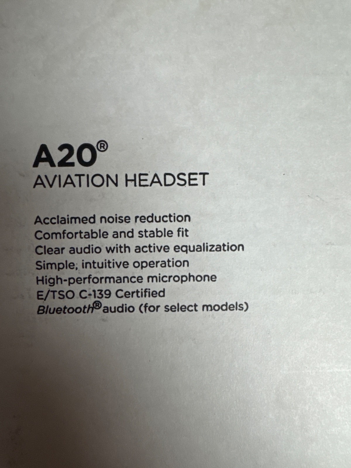 Bose A20 Aviation Headset - Active Noise Cancelling - Single Plug, no Bluetooth