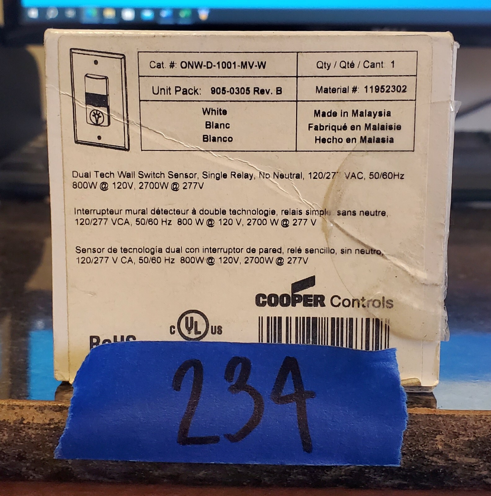 Greengate NeoSwitch Dual Tech Occupancy Sensor P/N ONW-D-1001-MV-W