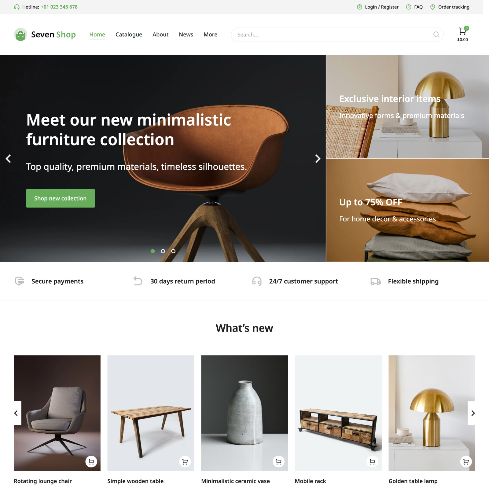Online Shop Website Design with Free VPS Web Hosting and Installation