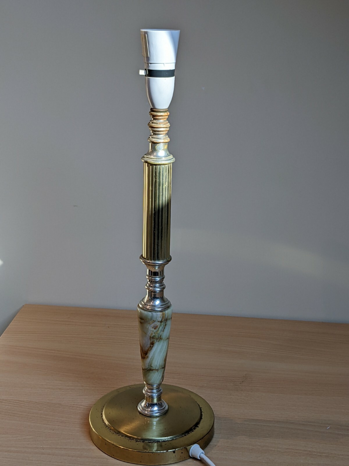 Tall Modern Onyx And Metal Column Table Lamp
