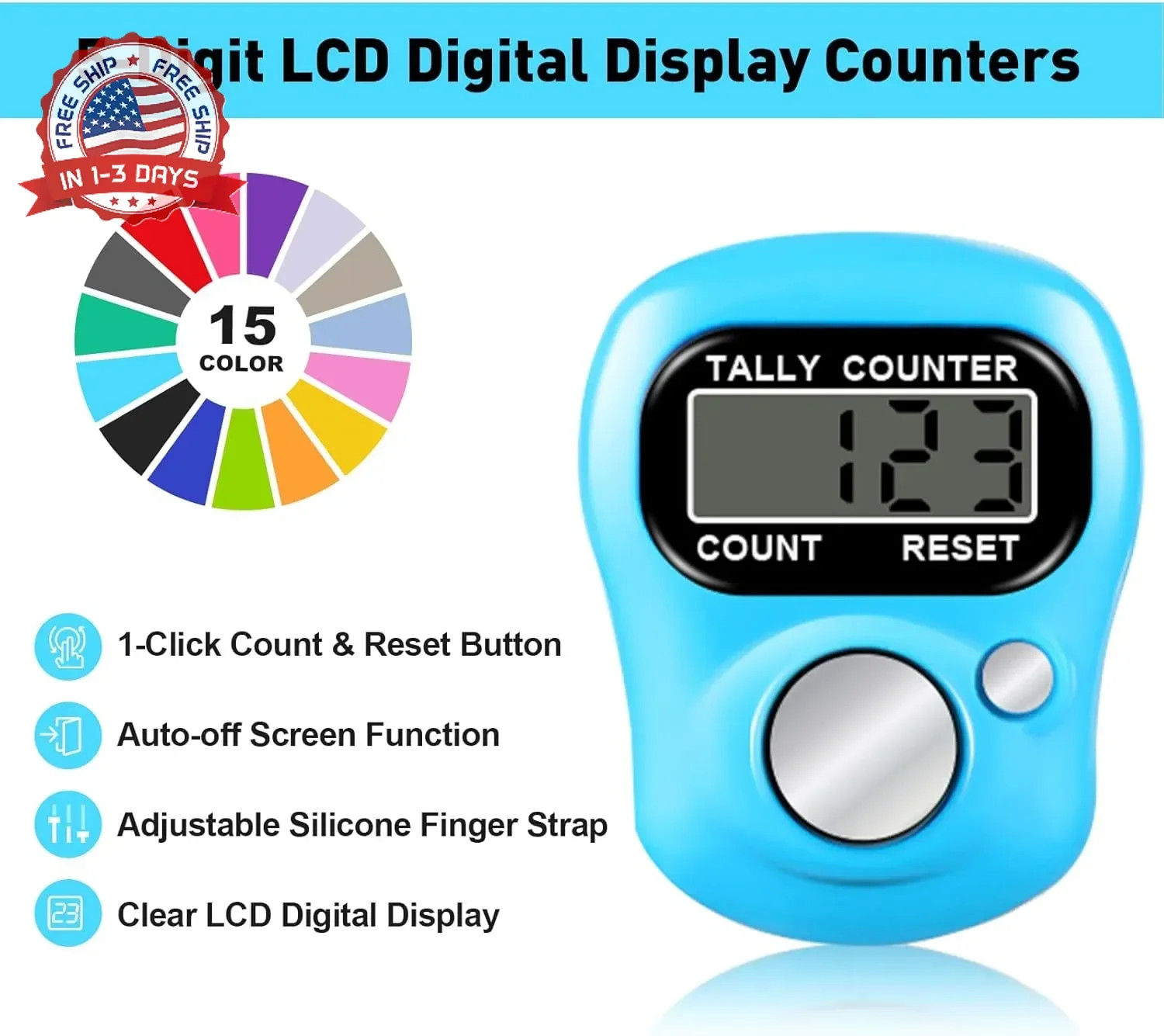Electronic Finger Counter, Electronic Digital Display, Hand Tally Clicker Counte